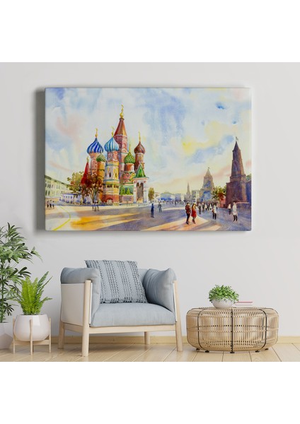 Kremlin ve Kızıl Meydan Aziz Basil Katedrali Moskova Tablo ( Üç Parça )
