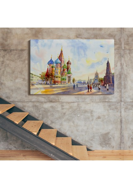 Kremlin ve Kızıl Meydan Aziz Basil Katedrali Moskova Tablo ( Üç Parça )