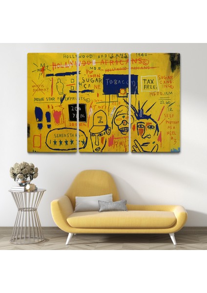 Jean Michel Basquiat, Hollywood Africans 1983 Kanvas Tablo ( Üç Parça )