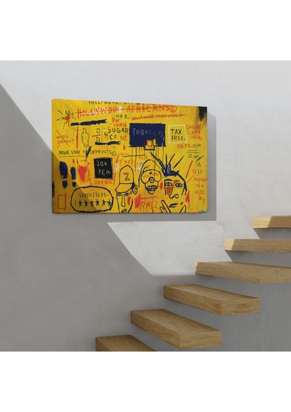 Jean Michel Basquiat, Hollywood Africans 1983 Kanvas Tablo ( Üç Parça ) modelleri