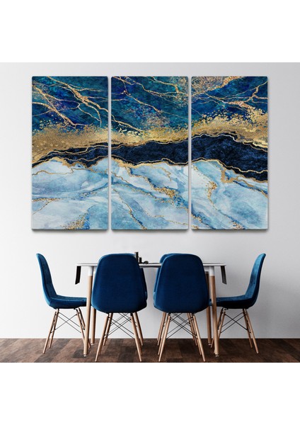 Mavi ve Gold'un Müthiş Uyumu Mermer Görünümlü Modern Kanvas Tablo ( Tek Parça ) fiyatları