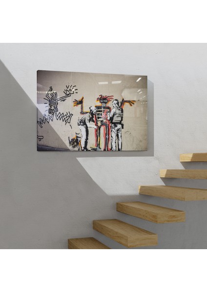 Bansky Grafitiyi Arayan Polisler Kanvas Tablo ( Tek Parça ) modelleri