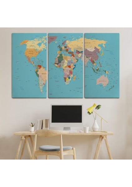 Dekoratif Kanvas Tablo Dünya Haritası Mavi Zemin 1032 ( Tek Parça ) fiyatları