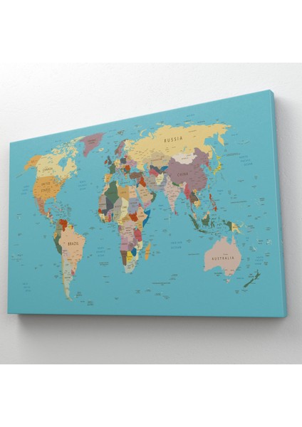 Dekoratif Kanvas Tablo Dünya Haritası Mavi Zemin 1032 ( Tek Parça ) fırsatları