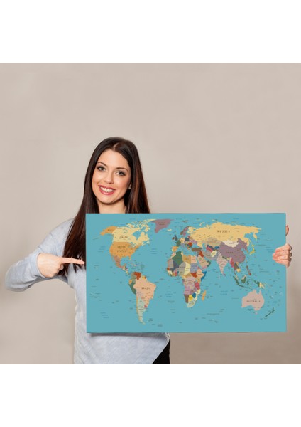 Dekoratif Kanvas Tablo Dünya Haritası Mavi Zemin 1032 ( Tek Parça ) indirimleri