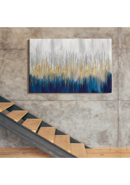 Mavi ve Gold'un Müthiş Uyumu Modern Kanvas Tablo ( Üç Parça ) modelleri