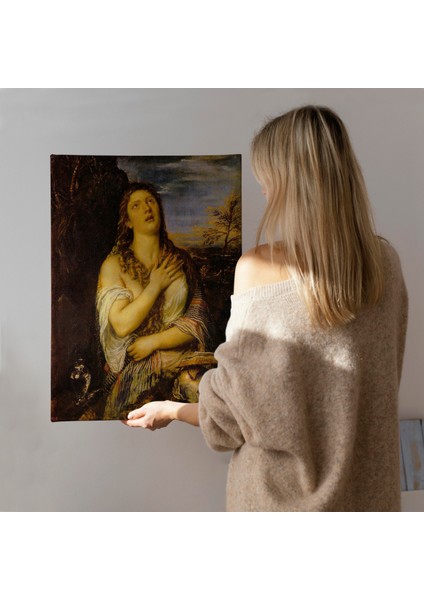 Titian Tiziano Vecellio'un 'tövbe Eden Magdalene' Eseri Kanvas Tablo