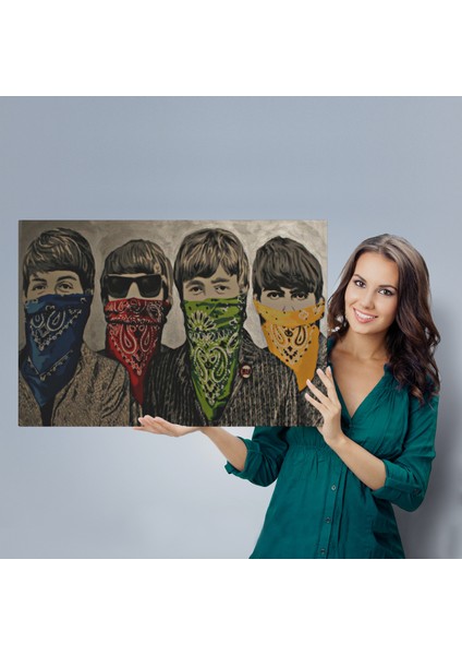 Bansky'nin Bandanalı Beatles Çocuklar Isimli Çalışması Kanvas Tablo ( Tek Parça )