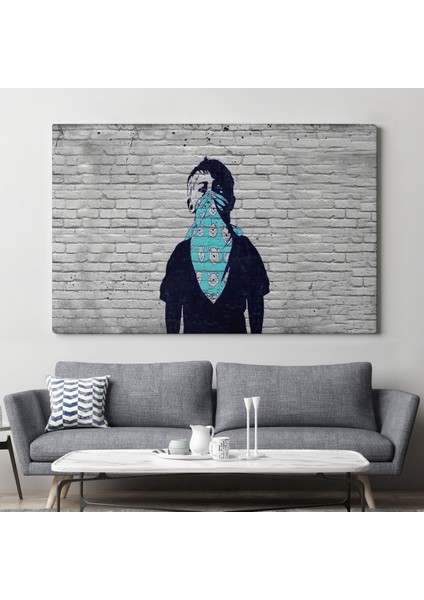 Bansky Anarşist Çocuk Kanvas Tablosu ( Üç Parça )