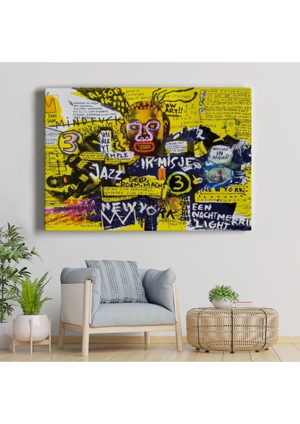 Jean Michel Basquiat Şehir Sanatı Kanvas Tablo ( Üç Parça )