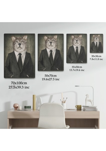 Köpek Kafalı Insan Kanvas Tablo fırsatları