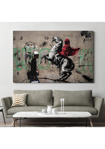 Banksy Napolyon Geçişi Alpler Kanvas Tablosu ( Üç Parça )