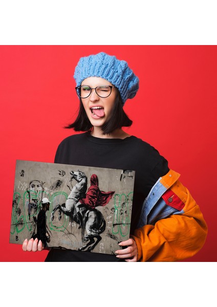 Banksy Napolyon Geçişi Alpler Kanvas Tablosu ( Üç Parça )