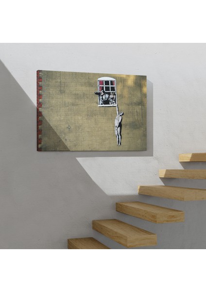 Banksy, Kocası Tarafından Basılan Kadın Kanvas Tablo ( Tek Parça ) modelleri