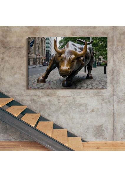 New York Boğa Heykeli Kanvas Tablo / Charging Bull ( Tek Parça ) fırsatları