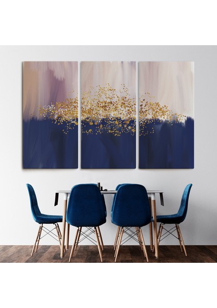Mavi ve Gold'un Uyumu Modern Kanvas Tablo ( Tek Parça )