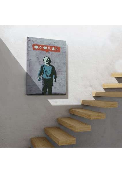 Bansky Takipçisi Olmadığı Için Ağlayan Sosyal Medya Cocugu Kanvas Tablo ( Tek Parça ) modelleri