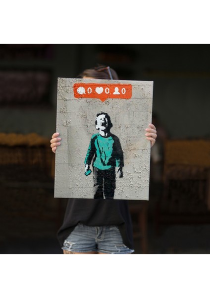 Bansky Takipçisi Olmadığı Için Ağlayan Sosyal Medya Cocugu Kanvas Tablo ( Tek Parça ) indirimleri