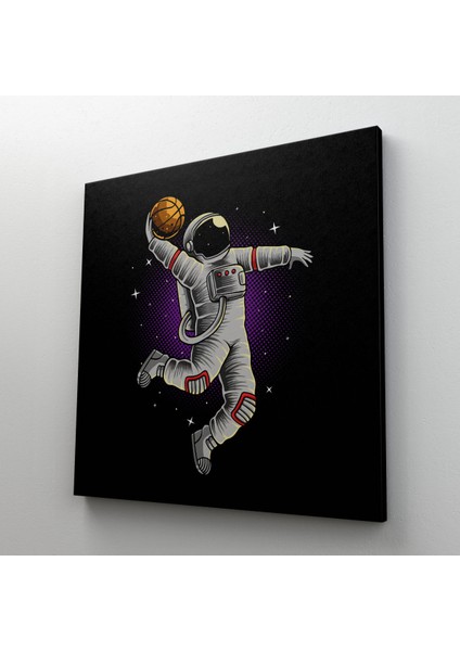 Ay'da Basketbol Oynayan Astronot Kanvas Tablo