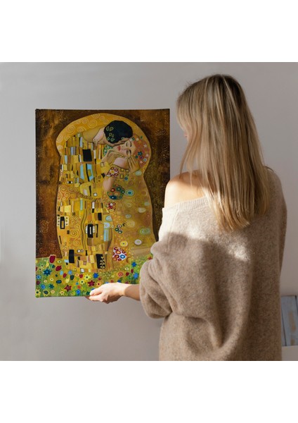 Gustav Klimt'in The Kiss Isimli Eseri Kanvas Tablo