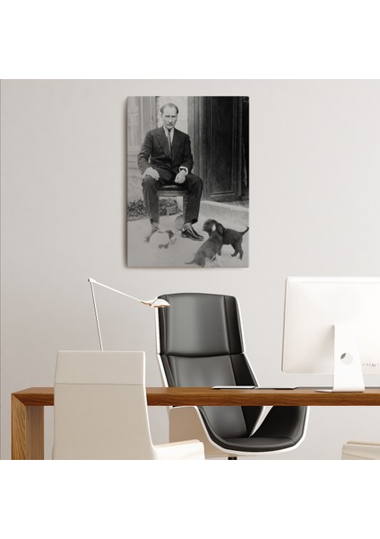 Atatürk Portre Tablosu Mustafa Kemal Atatürk Dikdörtgen Dekoratif Kanvas Tablo