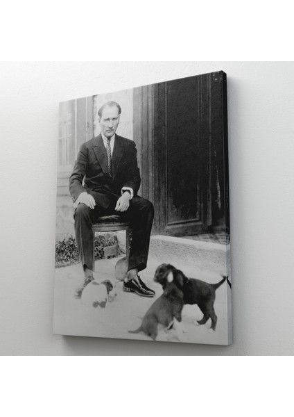 Atatürk Portre Tablosu Mustafa Kemal Atatürk Dikdörtgen Dekoratif Kanvas Tablo