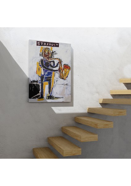 Jean Michel Basquiat Stardust Saksafon Kanvas Tablo, Sokak Sanatı, Pop Art modelleri