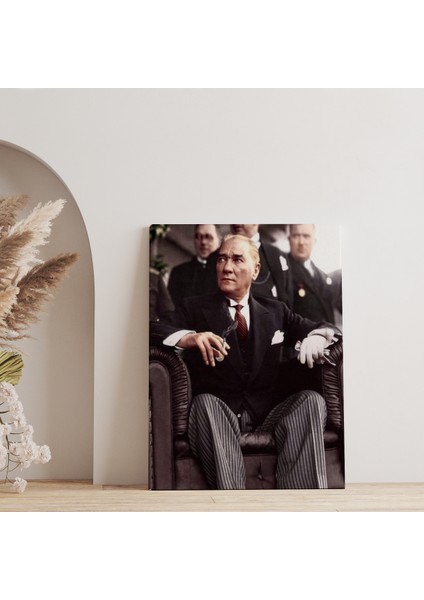 Atatürk Portre Tablosu Mustafa Kemal Atatürk Dikdörtgen Dekoratif Kanvas Tablo