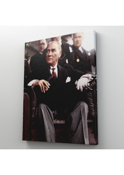 Atatürk Portre Tablosu Mustafa Kemal Atatürk Dikdörtgen Dekoratif Kanvas Tablo