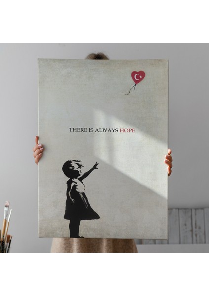 Banksy Kırmızı Balonlu Kız Dekoratif Modern Kanvas Tablo