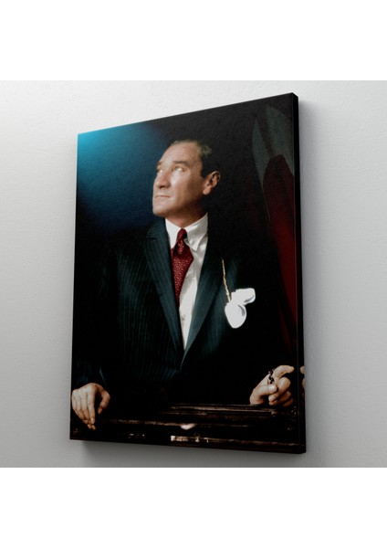 Atatürk Portre Tablosu Mustafa Kemal Atatürk Dikdörtgen Dekoratif Kanvas Tablo