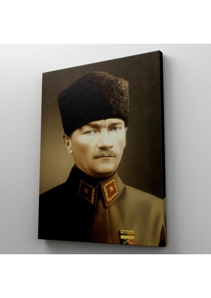 Atatürk Portre Tablosu Mustafa Kemal Atatürk Dikdörtgen Dekoratif Kanvas Tablo