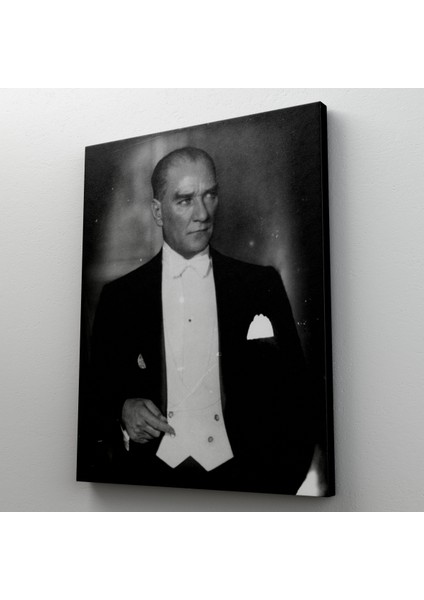 Atatürk Portre Tablosu Mustafa Kemal Atatürk Dikdörtgen Dekoratif Kanvas Tablo