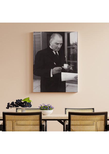 Atatürk Portre Tablosu Mustafa Kemal Atatürk Dikdörtgen Dekoratif Kanvas Tablo