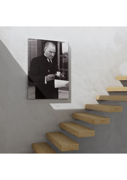 Atatürk Portre Tablosu Mustafa Kemal Atatürk Dikdörtgen Dekoratif Kanvas Tablo