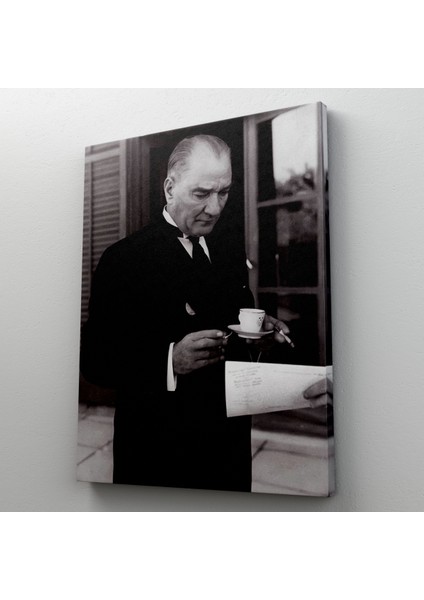Atatürk Portre Tablosu Mustafa Kemal Atatürk Dikdörtgen Dekoratif Kanvas Tablo