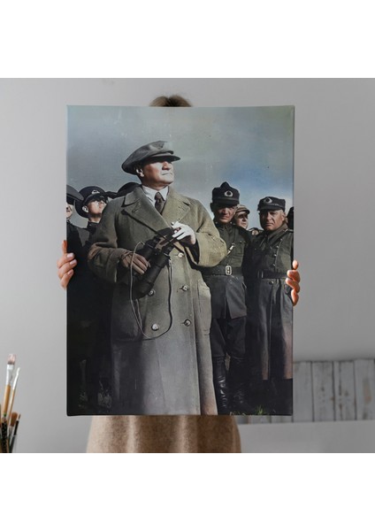 Atatürk Portre Tablosu Mustafa Kemal Atatürk Dikdörtgen Dekoratif Kanvas Tablo indirimleri