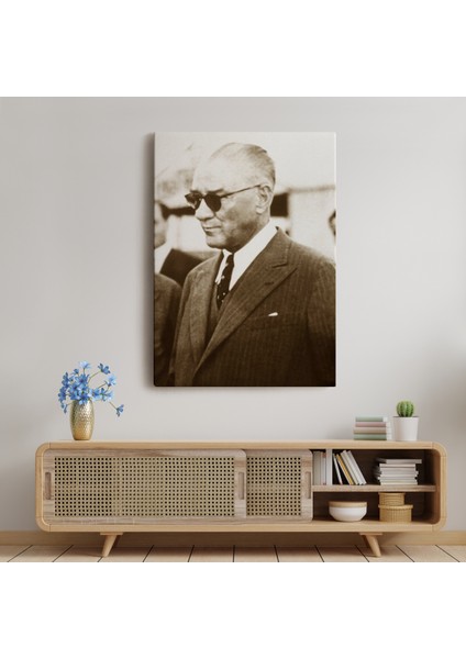 Atatürk Portre Tablosu Mustafa Kemal Atatürk Dikdörtgen Dekoratif Kanvas Tablo