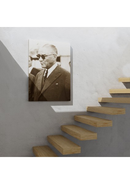 Atatürk Portre Tablosu Mustafa Kemal Atatürk Dikdörtgen Dekoratif Kanvas Tablo