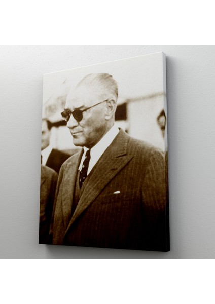 Atatürk Portre Tablosu Mustafa Kemal Atatürk Dikdörtgen Dekoratif Kanvas Tablo