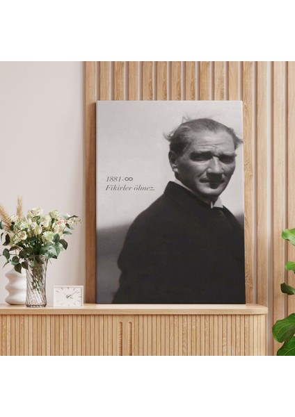 Lilafil Atatürk Portre Tablosu Mustafa Kemal Atatürk Dikdörtgen Dekoratif Kanvas Tablo