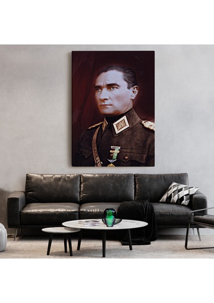 Atatürk Portre Tablosu Mustafa Kemal Atatürk Dikdörtgen Dekoratif Kanvas Tablo