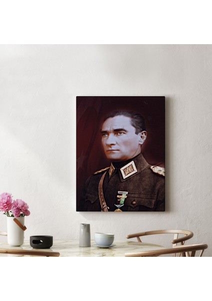 Atatürk Portre Tablosu Mustafa Kemal Atatürk Dikdörtgen Dekoratif Kanvas Tablo