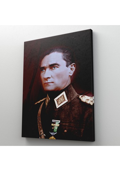 Atatürk Portre Tablosu Mustafa Kemal Atatürk Dikdörtgen Dekoratif Kanvas Tablo