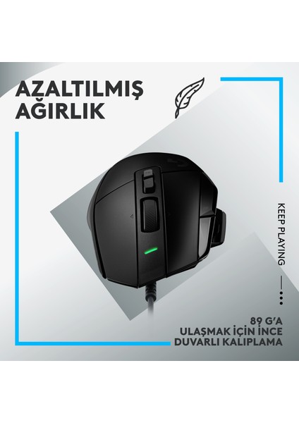 G G502 X Kablolu HERO 25K Sensörlü Yüksek Performanslı Oyuncu Mouse - Siyah