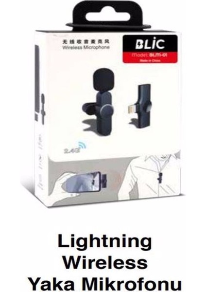 Blm-1 2.4 G Wireless For iPhone Lightning Kablosuz Yaka Mikrofonu
