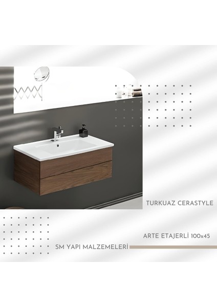 Cerastyle Turkuaz Arte Etajerli Lavabo 100 x 45  cm