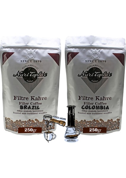 Filtre Kahveleri Brazil ve Colombia Yöresel Paket 2X250 gr