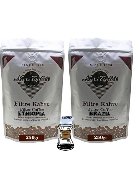 Filtre Kahveleri Ethiopia ve Brazil Yöresel Paket 2X250 gr