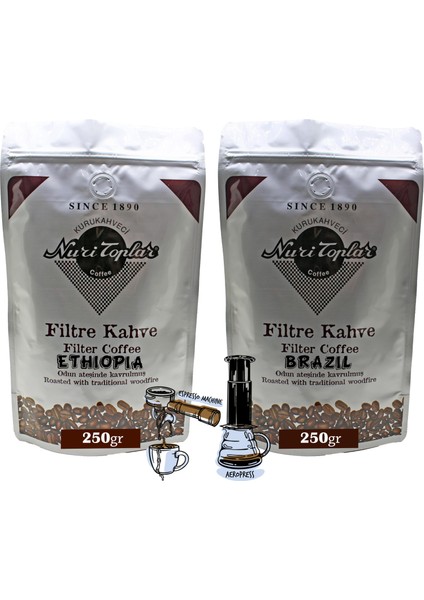 Filtre Kahveleri Ethiopia ve Brazil Yöresel Paket 2X250 gr